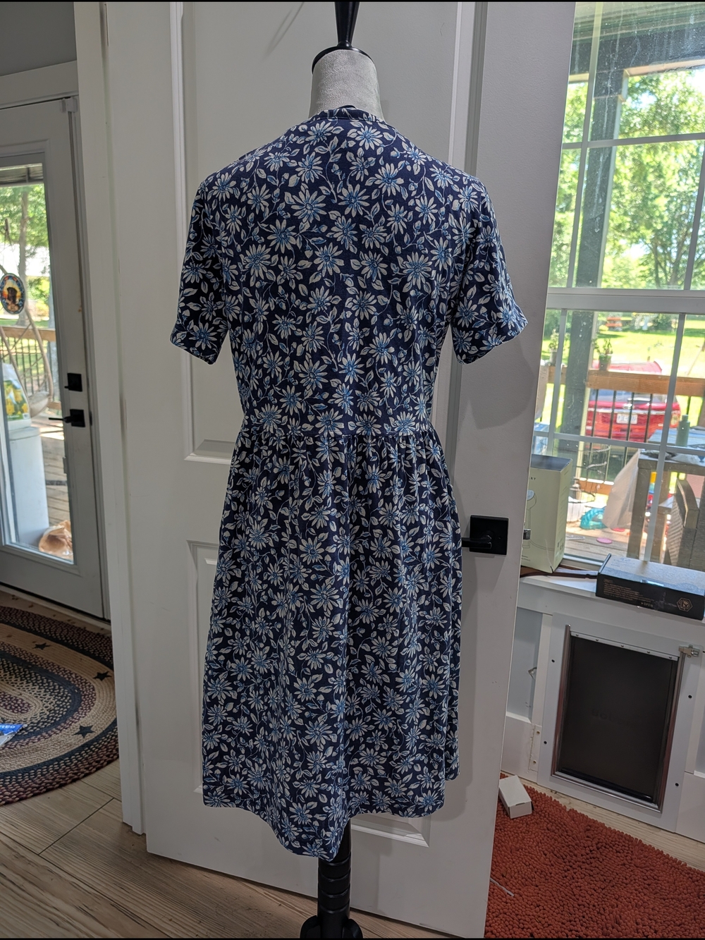Laura Tyler Blue Floral Button Front Midi Dress Women's Small Cottagecore Vintag - Picture 3 of 4